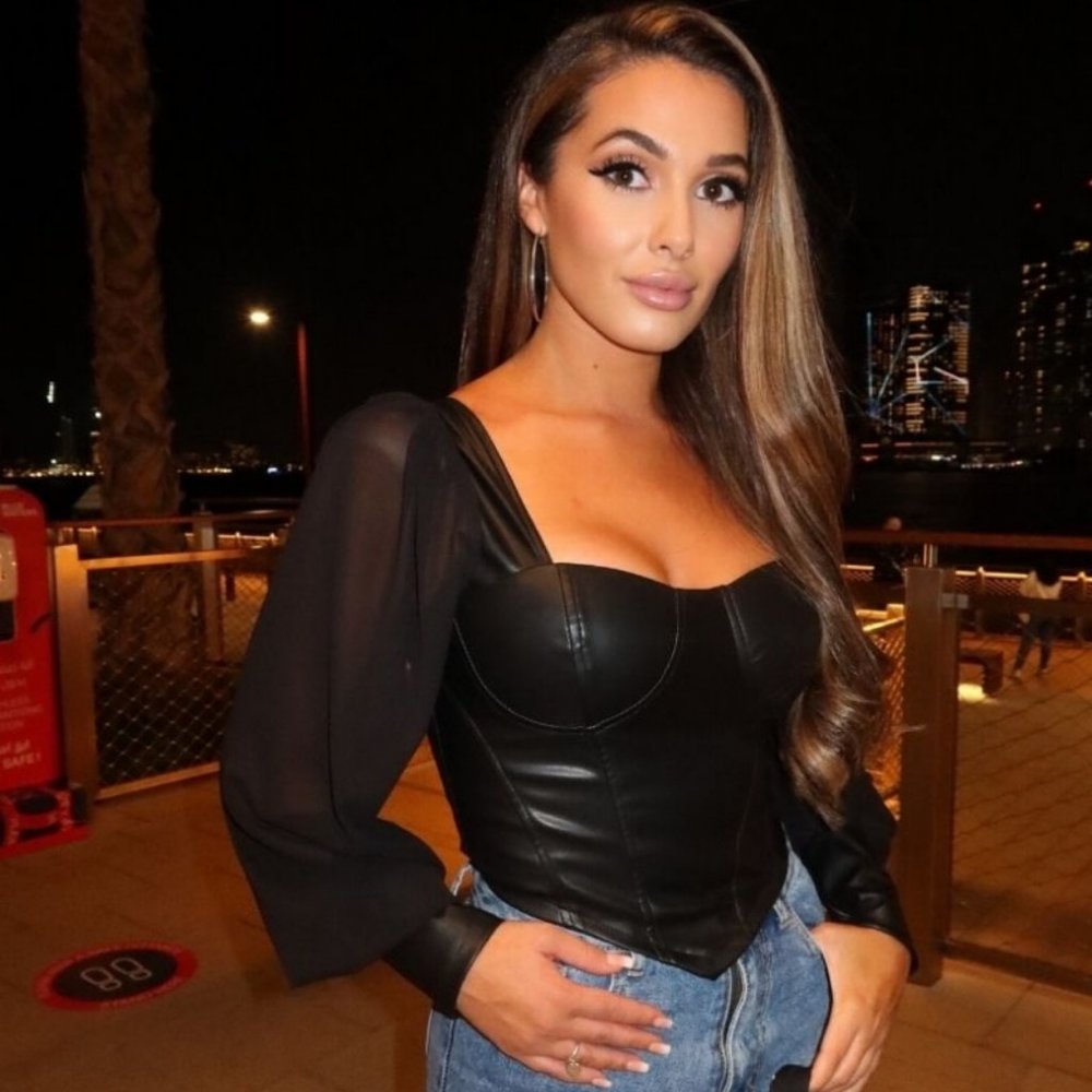 Black Vegan Leather Faux Leather Long Sleeve Bustier Top - Picture 2 of 10